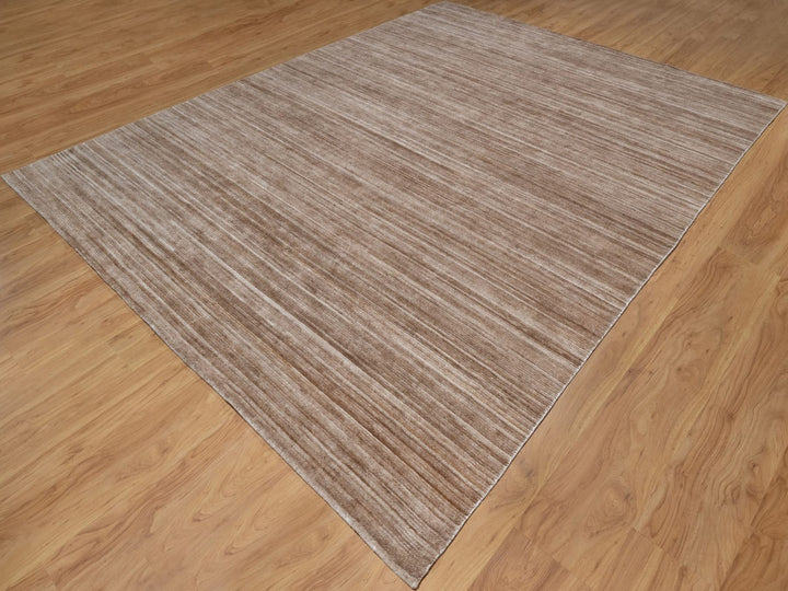 9'1" x 12'1" New Hand Loomed Brown Polyester Rectangle Oriental Rug - MOA10291869