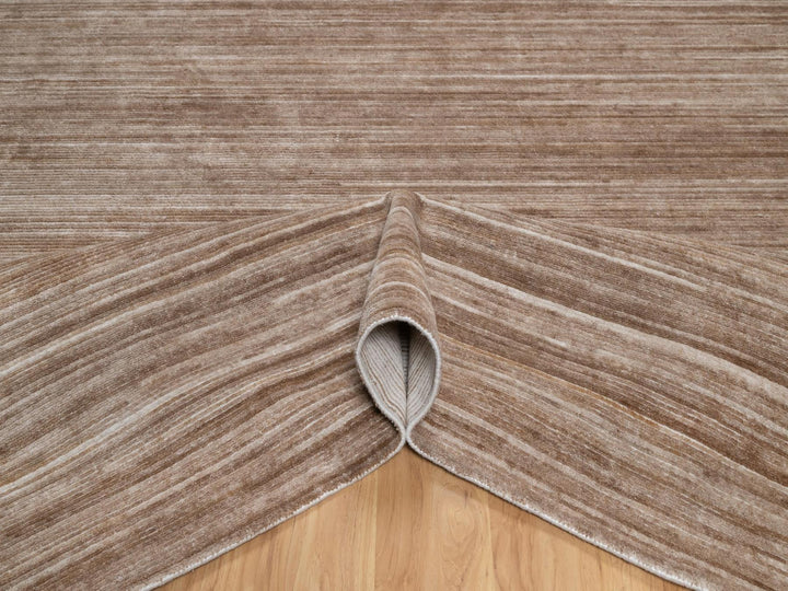 9'1" x 12'1" New Hand Loomed Brown Polyester Rectangle Oriental Rug - MOA10291869