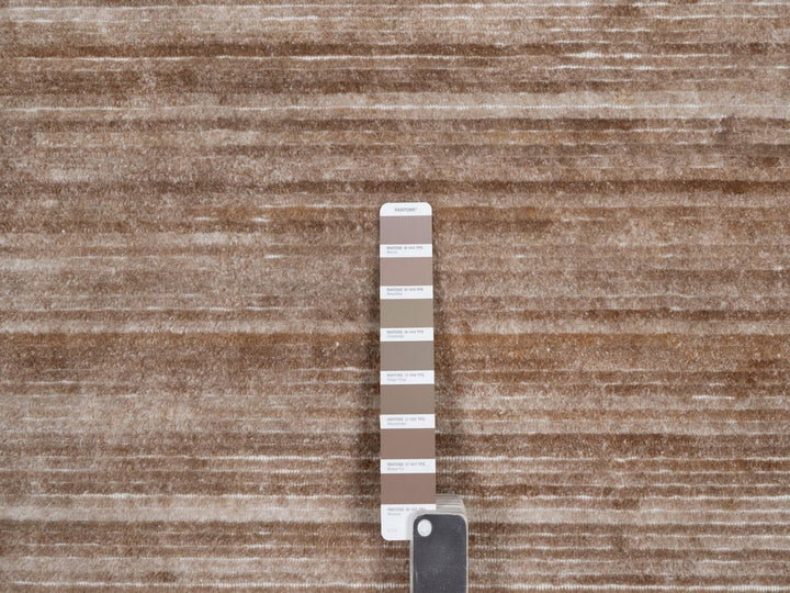 9'1" x 12'1" New Hand Loomed Brown Polyester Rectangle Oriental Rug - MOA10291869