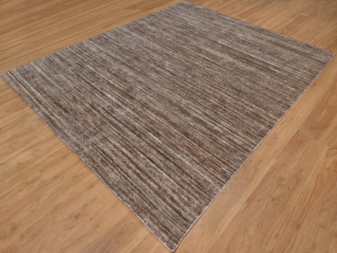 8'1" x 10'1" New Hand Loomed Brown Polyester Rectangle Oriental Rug - MOA10291870