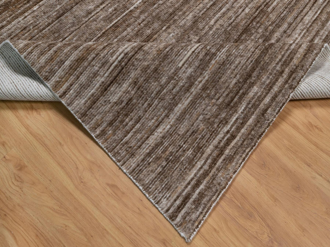 8'1" x 10'1" New Hand Loomed Brown Polyester Rectangle Oriental Rug - MOA10291870