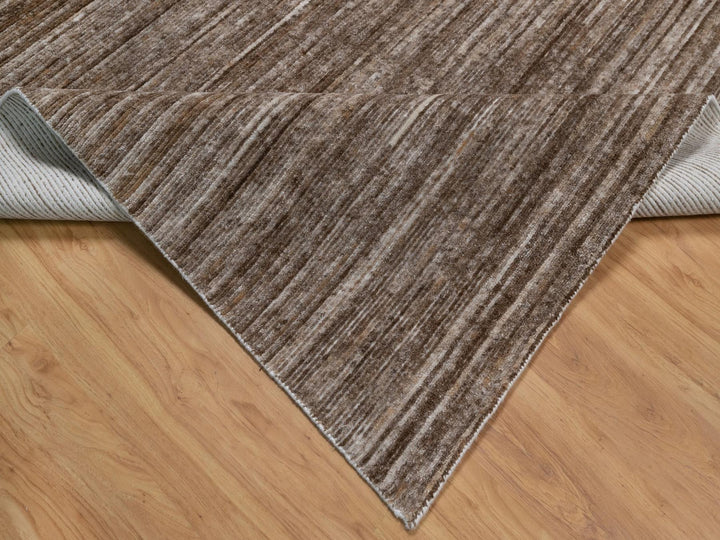 8'1" x 10'1" New Hand Loomed Brown Polyester Rectangle Oriental Rug - MOA10291870