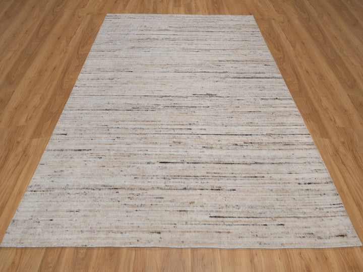 8'1" x 10'1" New Hand Loomed Ivory Polyester Rectangle Oriental Rug - MOA10291871