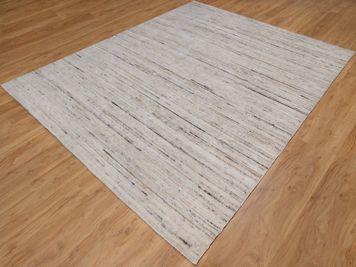 8'1" x 10'1" New Hand Loomed Ivory Polyester Rectangle Oriental Rug - MOA10291872