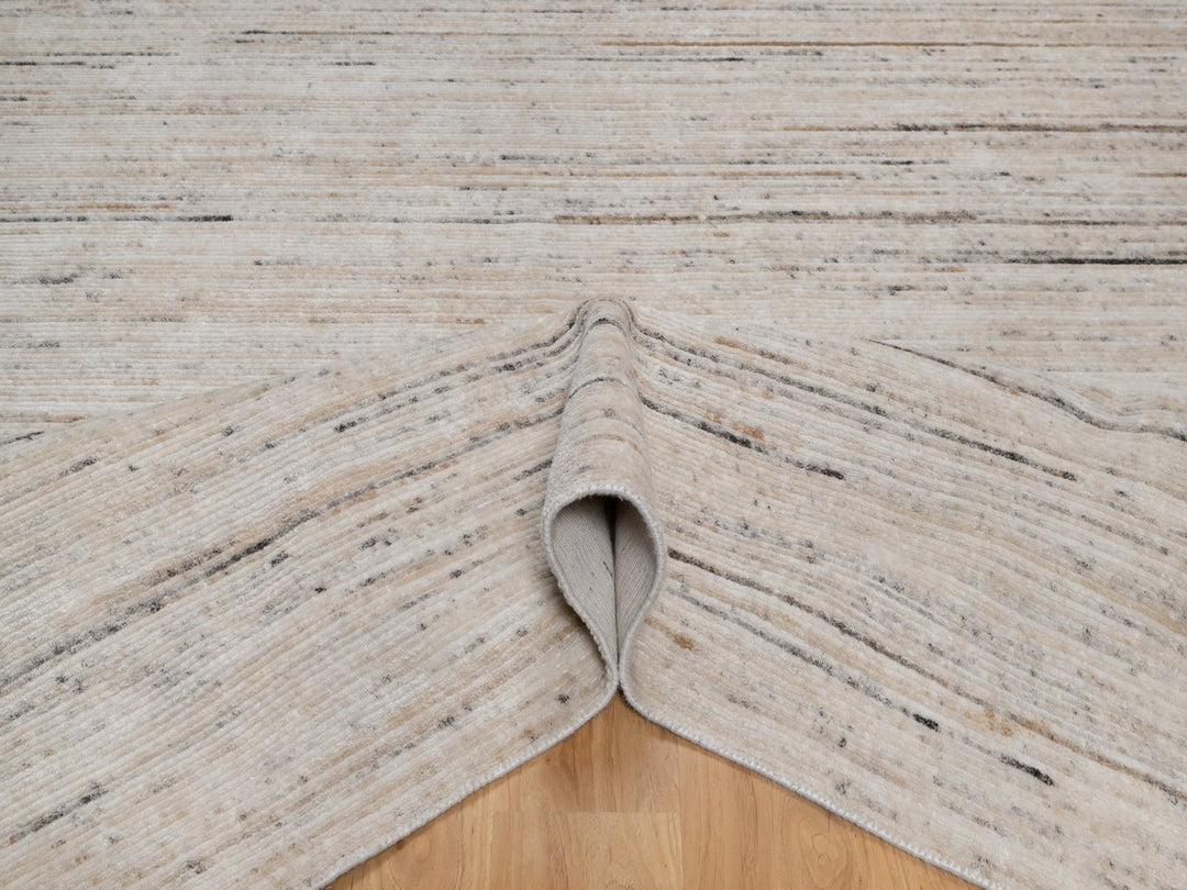 8'1" x 10'1" New Hand Loomed Ivory Polyester Rectangle Oriental Rug - MOA10291872