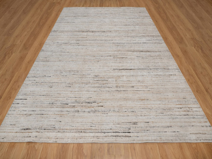 9'1" x 12'0" New Hand Loomed Ivory Polyester Rectangle Oriental Rug - MOA10291874