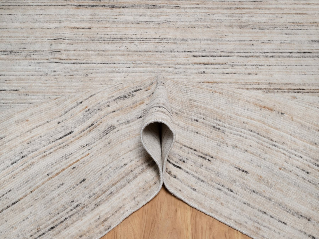 9'1" x 12'0" New Hand Loomed Ivory Polyester Rectangle Oriental Rug - MOA10291874