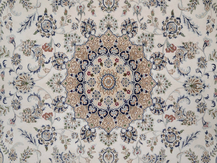 8'0" x 10'0" New Hand Knotted Ivory Wool & Silk Rectangle Oriental Rug - MOA10291875