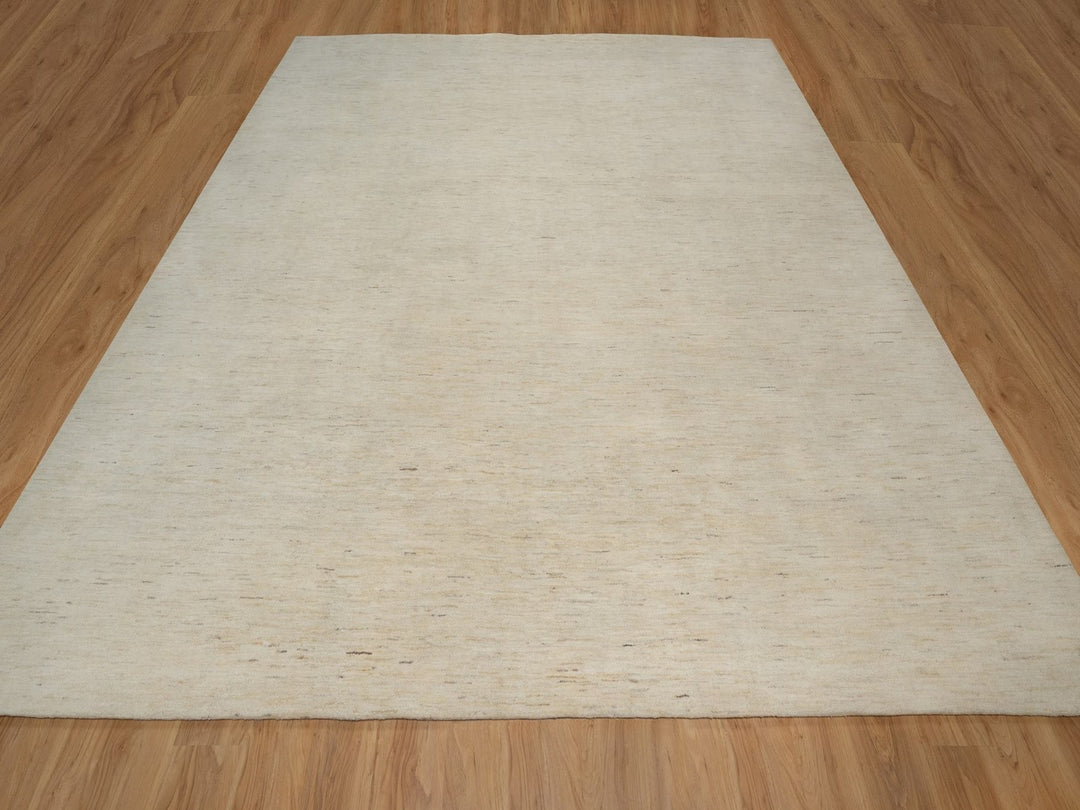 12'1" x 12'1" New Hand Knotted Ivory Wool Square Oriental Rug - MOA10291877