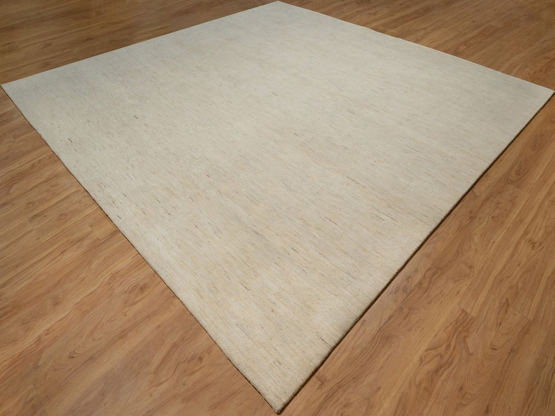 12'1" x 12'1" New Hand Knotted Ivory Wool Square Oriental Rug - MOA10291877