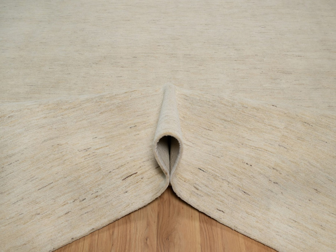 12'1" x 12'1" New Hand Knotted Ivory Wool Square Oriental Rug - MOA10291877