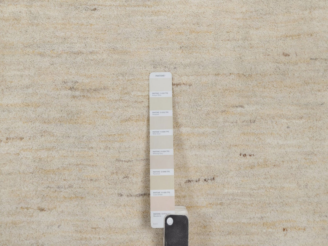 12'1" x 12'1" New Hand Knotted Ivory Wool Square Oriental Rug - MOA10291877