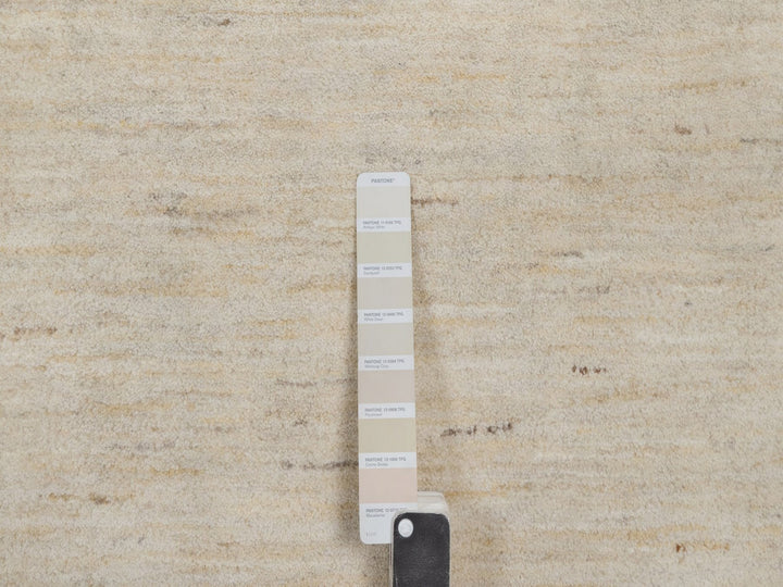 12'1" x 12'1" New Hand Knotted Ivory Wool Square Oriental Rug - MOA10291877