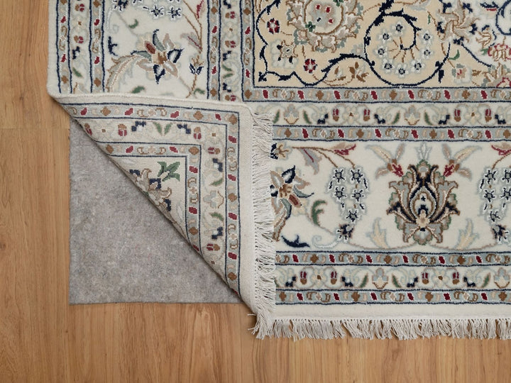 8'0" x 10'6" New Hand Knotted Ivory Wool & Silk Rectangle Oriental Rug - MOA10291878