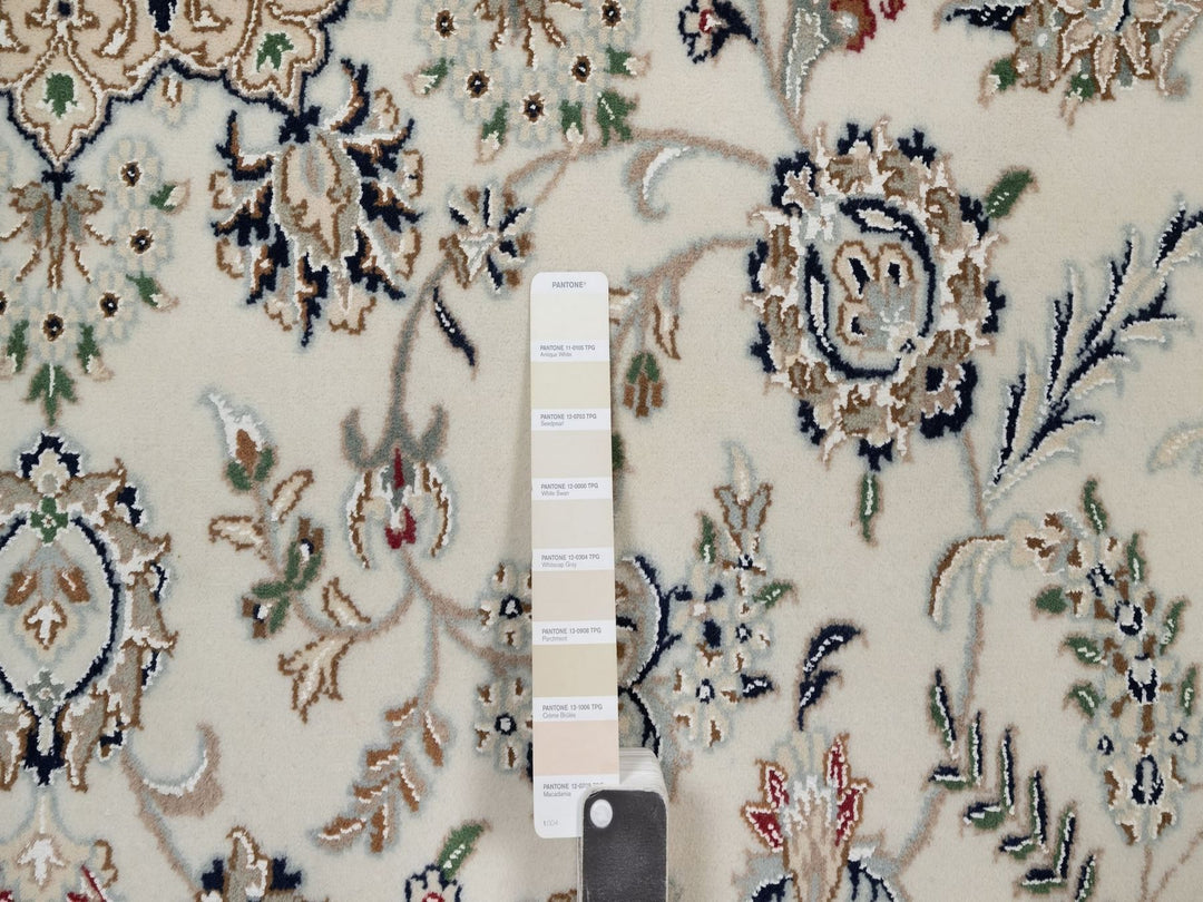 8'0" x 10'6" New Hand Knotted Ivory Wool & Silk Rectangle Oriental Rug - MOA10291878