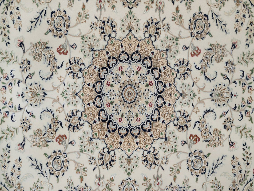 8'0" x 10'6" New Hand Knotted Ivory Wool & Silk Rectangle Oriental Rug - MOA10291878