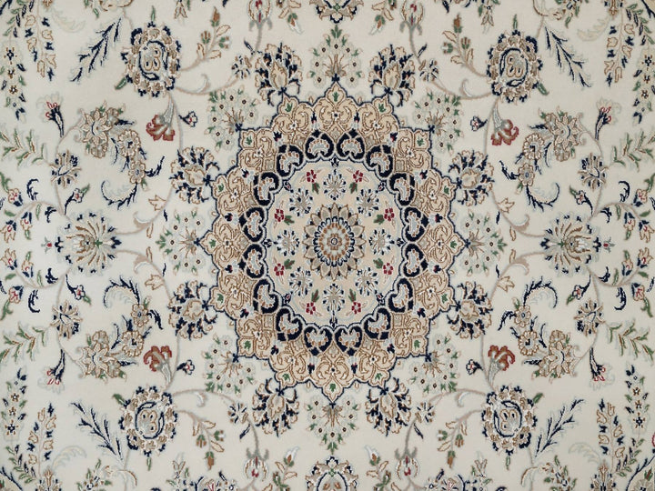 8'0" x 10'6" New Hand Knotted Ivory Wool & Silk Rectangle Oriental Rug - MOA10291878