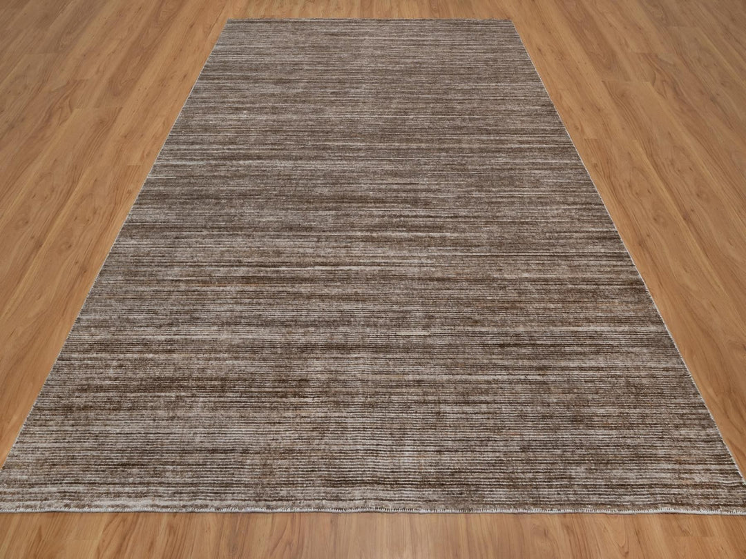 9'1" x 12'1" New Hand Loomed Brown Polyester Rectangle Oriental Rug - MOA10291879