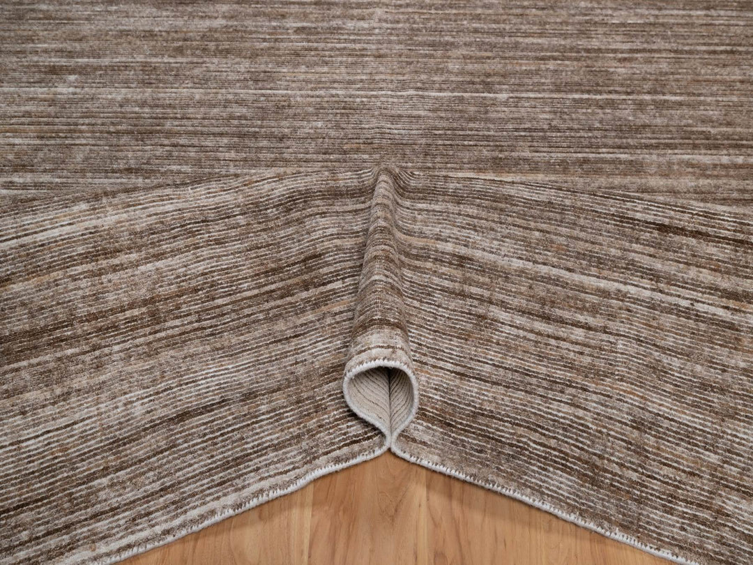 9'1" x 12'1" New Hand Loomed Brown Polyester Rectangle Oriental Rug - MOA10291879