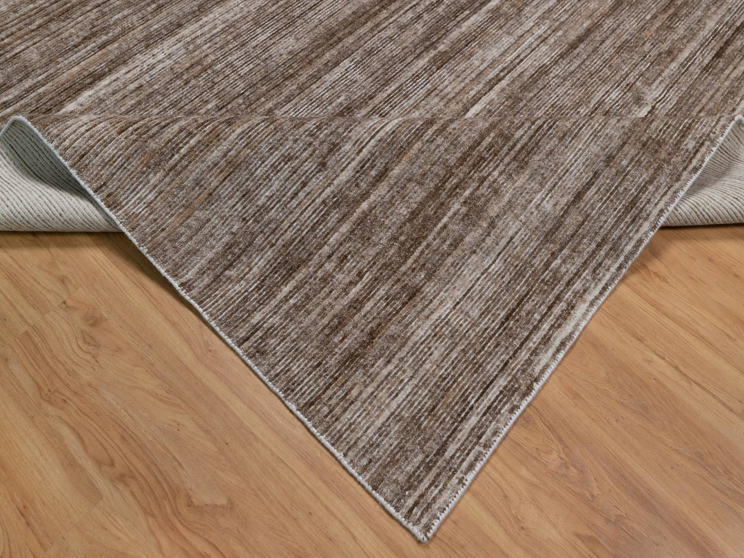 9'1" x 12'1" New Hand Loomed Brown Polyester Rectangle Oriental Rug - MOA10291879