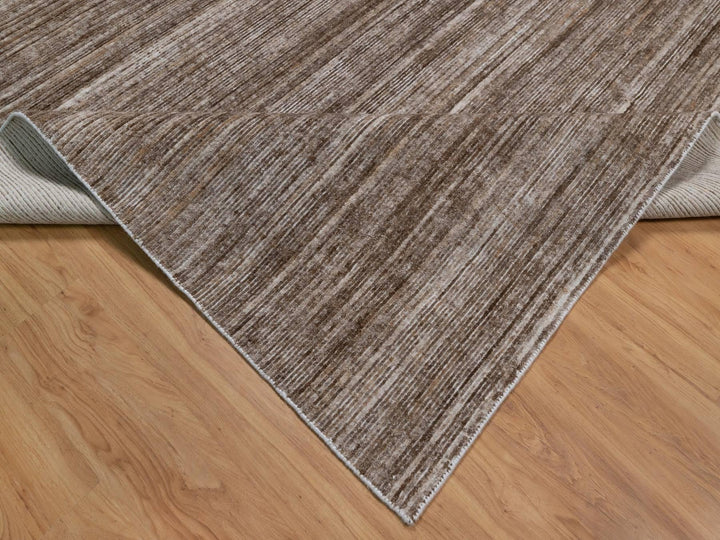 9'1" x 12'1" New Hand Loomed Brown Polyester Rectangle Oriental Rug - MOA10291879