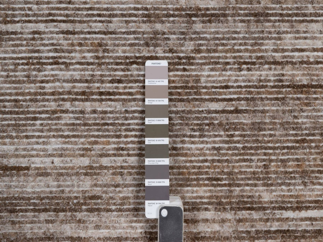 9'1" x 12'1" New Hand Loomed Brown Polyester Rectangle Oriental Rug - MOA10291879