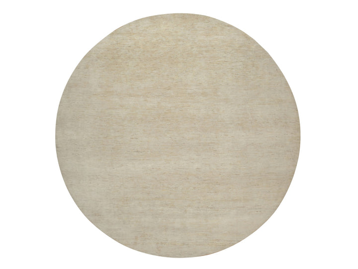14'0" x 14'0" New Hand Knotted Ivory Wool Round Oriental Rug - MOA10291880