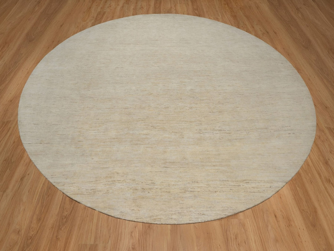 14'0" x 14'0" New Hand Knotted Ivory Wool Round Oriental Rug - MOA10291880