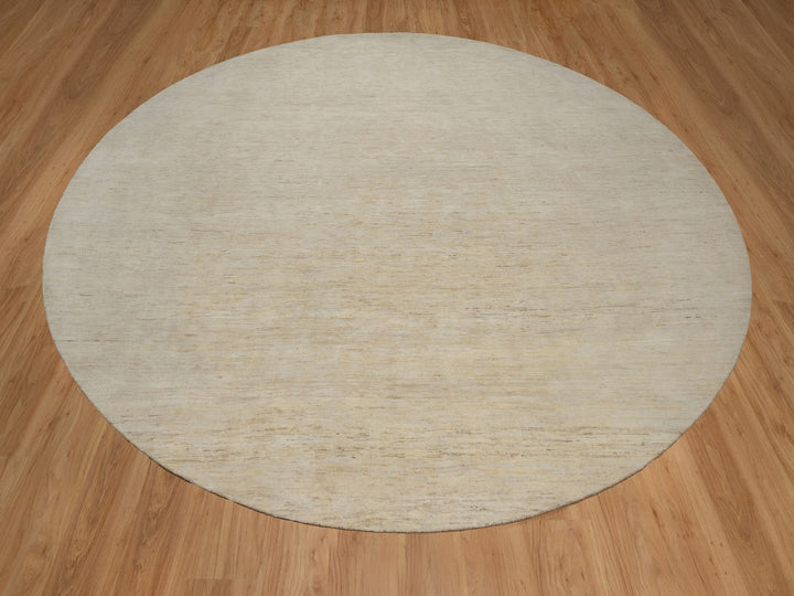 14'0" x 14'0" New Hand Knotted Ivory Wool Round Oriental Rug - MOA10291880