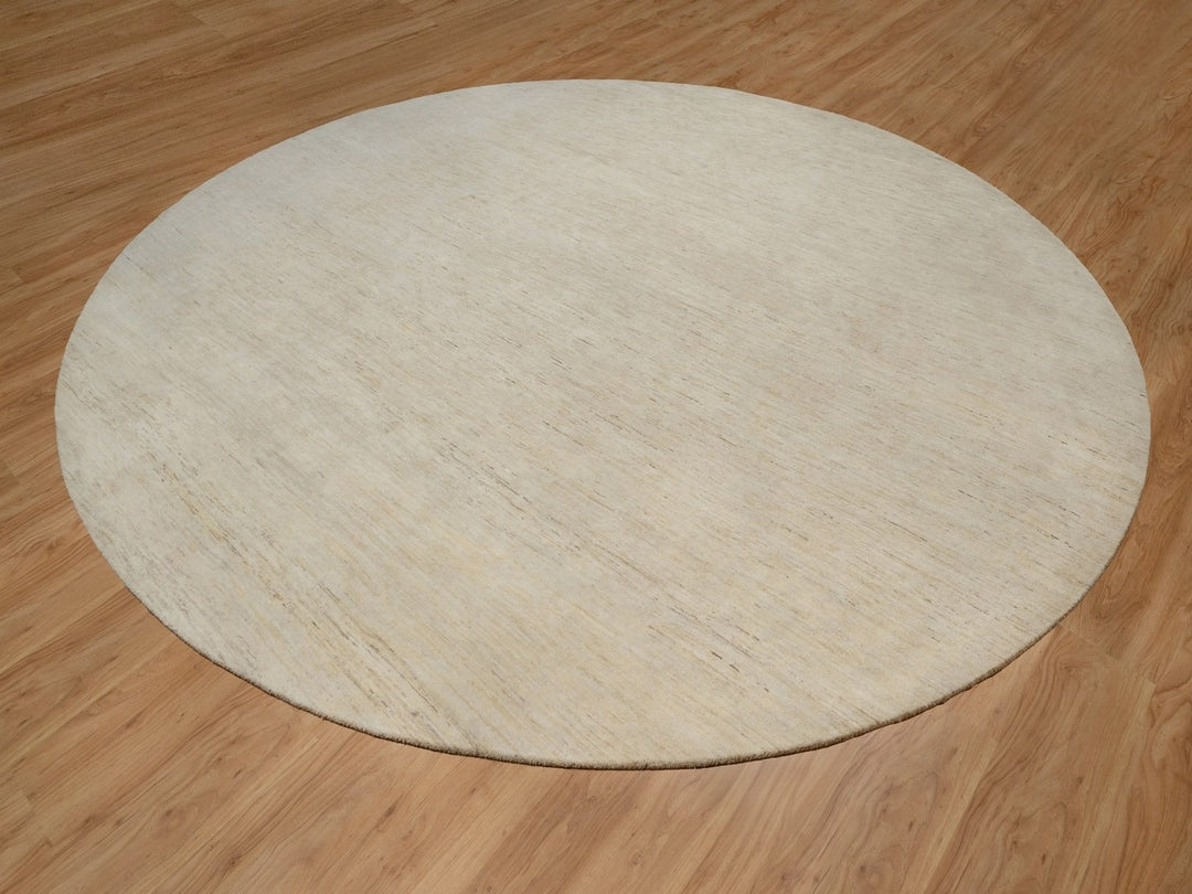 14'0" x 14'0" New Hand Knotted Ivory Wool Round Oriental Rug - MOA10291880