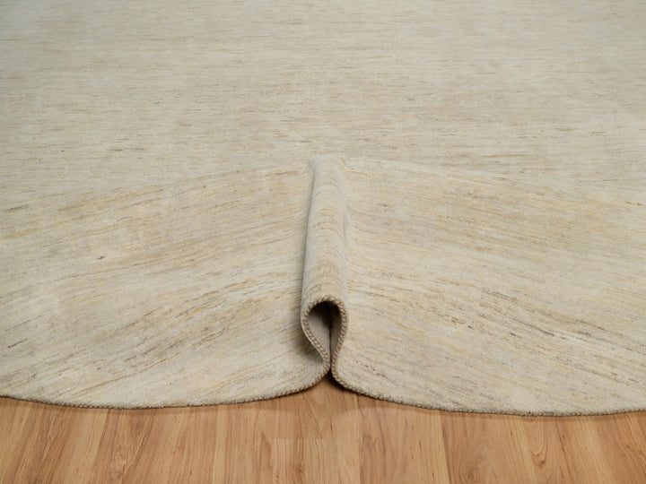 14'0" x 14'0" New Hand Knotted Ivory Wool Round Oriental Rug - MOA10291880