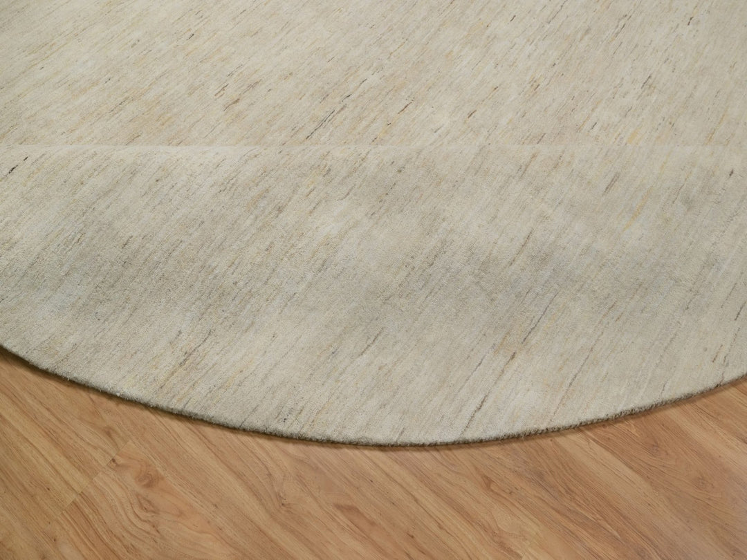 14'0" x 14'0" New Hand Knotted Ivory Wool Round Oriental Rug - MOA10291880