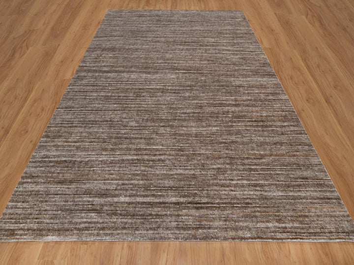 9'0" x 12'1" New Hand Loomed Brown Polyester Rectangle Oriental Rug - MOA10291881