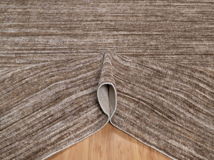 9'0" x 12'1" New Hand Loomed Brown Polyester Rectangle Oriental Rug - MOA10291881