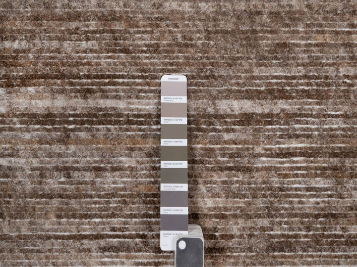 9'0" x 12'1" New Hand Loomed Brown Polyester Rectangle Oriental Rug - MOA10291881