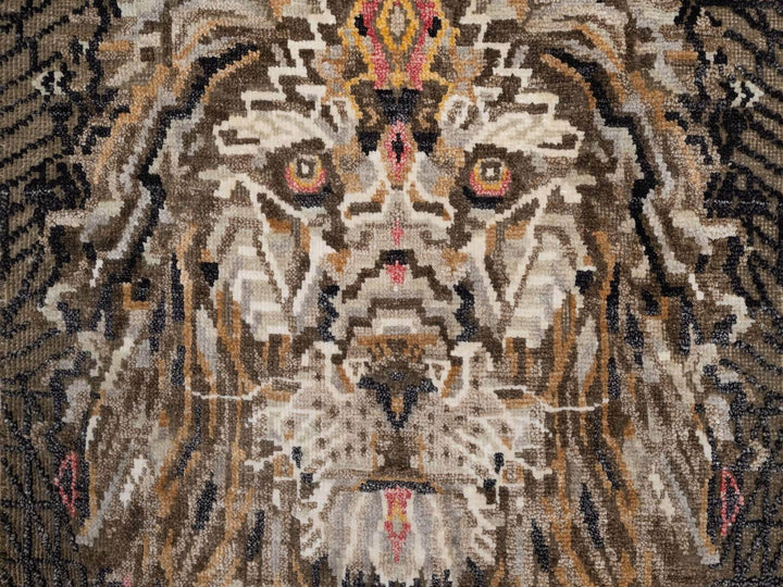 2'0" x 3'0" New Hand Knotted Brown Wool & Silk Rectangle Oriental Rug - MOA10291882
