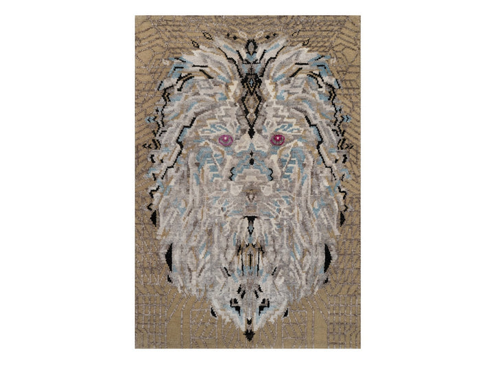 2'0" x 3'0" New Hand Knotted Brown Wool & Silk Rectangle Oriental Rug - MOA10291885