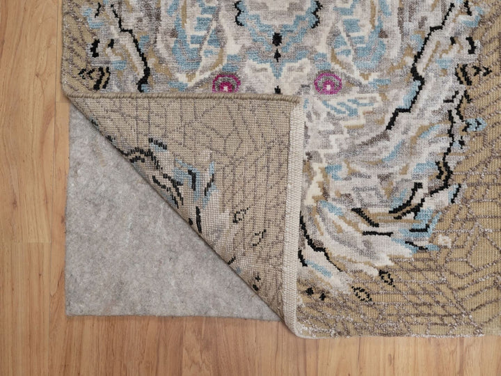 2'0" x 3'0" New Hand Knotted Brown Wool & Silk Rectangle Oriental Rug - MOA10291885