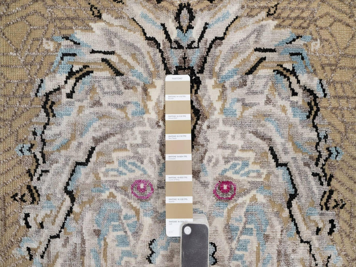2'0" x 3'0" New Hand Knotted Brown Wool & Silk Rectangle Oriental Rug - MOA10291885