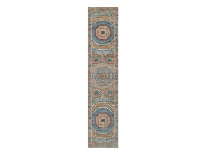 2'7" x 12'1" New Hand Knotted Brown Wool & Silk Runner Oriental Rug - MOA10291887