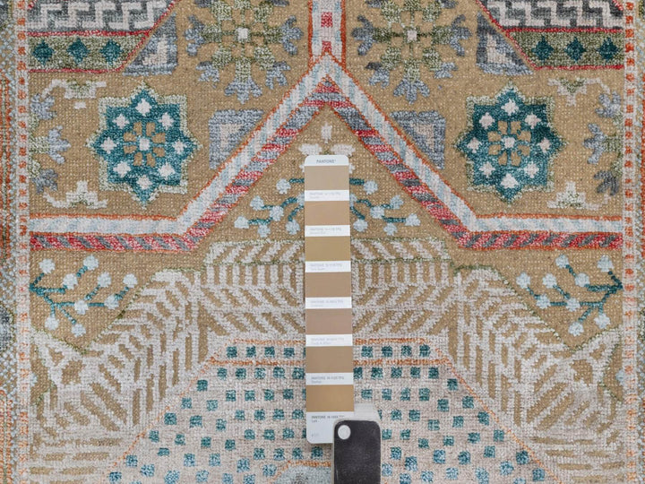2'7" x 12'1" New Hand Knotted Brown Wool & Silk Runner Oriental Rug - MOA10291887
