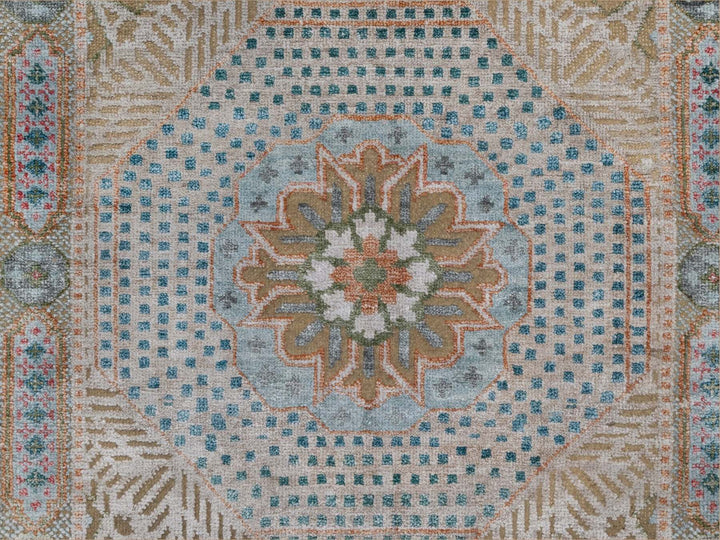 2'7" x 12'1" New Hand Knotted Brown Wool & Silk Runner Oriental Rug - MOA10291887