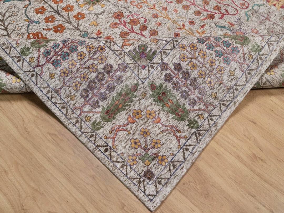 9'0" x 12'0" New Hand Knotted Ivory Wool & Silk Rectangle Oriental Rug - MOA10291888
