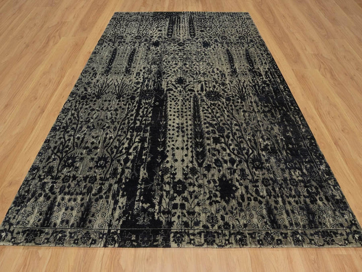 8'10" x 12'0" New Hand Knotted Black Wool Rectangle Oriental Rug - MOA10291892