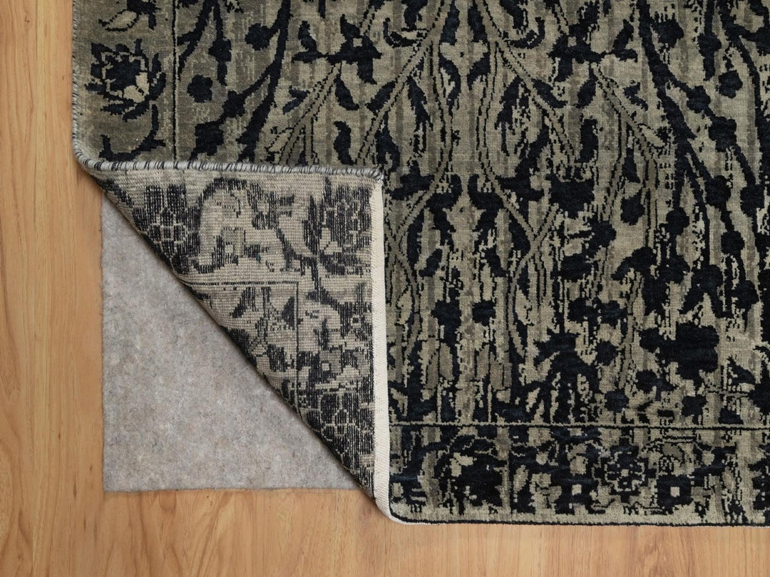 8'10" x 12'0" New Hand Knotted Black Wool Rectangle Oriental Rug - MOA10291892