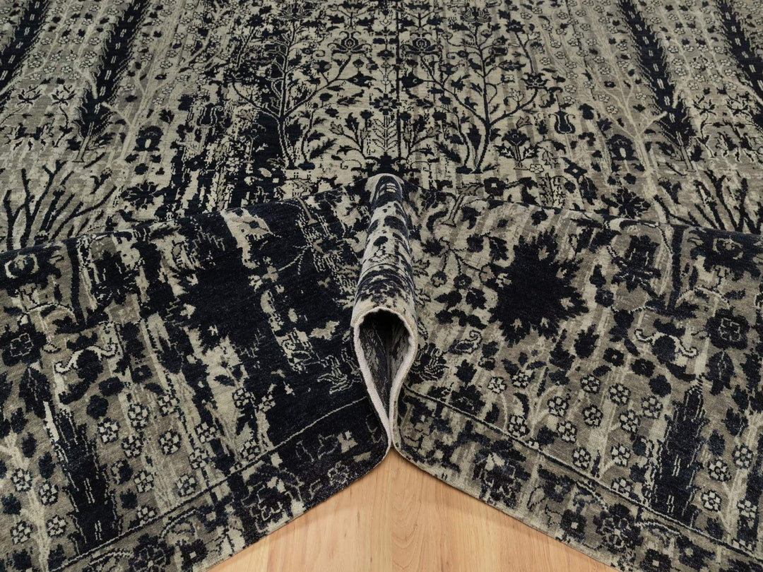 8'10" x 12'0" New Hand Knotted Black Wool Rectangle Oriental Rug - MOA10291892