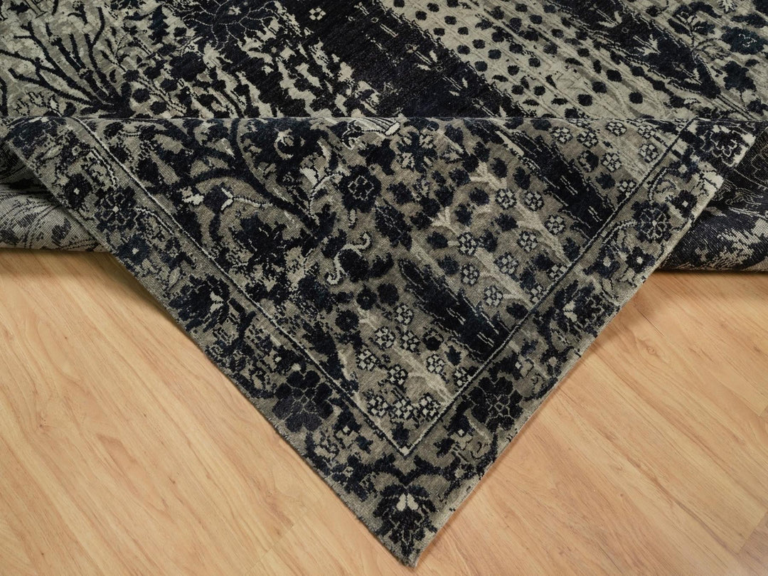 8'10" x 12'0" New Hand Knotted Black Wool Rectangle Oriental Rug - MOA10291892