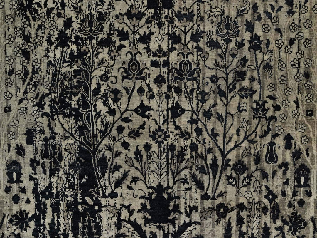 8'10" x 12'0" New Hand Knotted Black Wool Rectangle Oriental Rug - MOA10291892