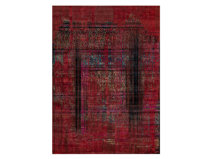 8'8" x 11'11" New Hand Knotted Red Wool & Silk Rectangle Oriental Rug - MOA10291893