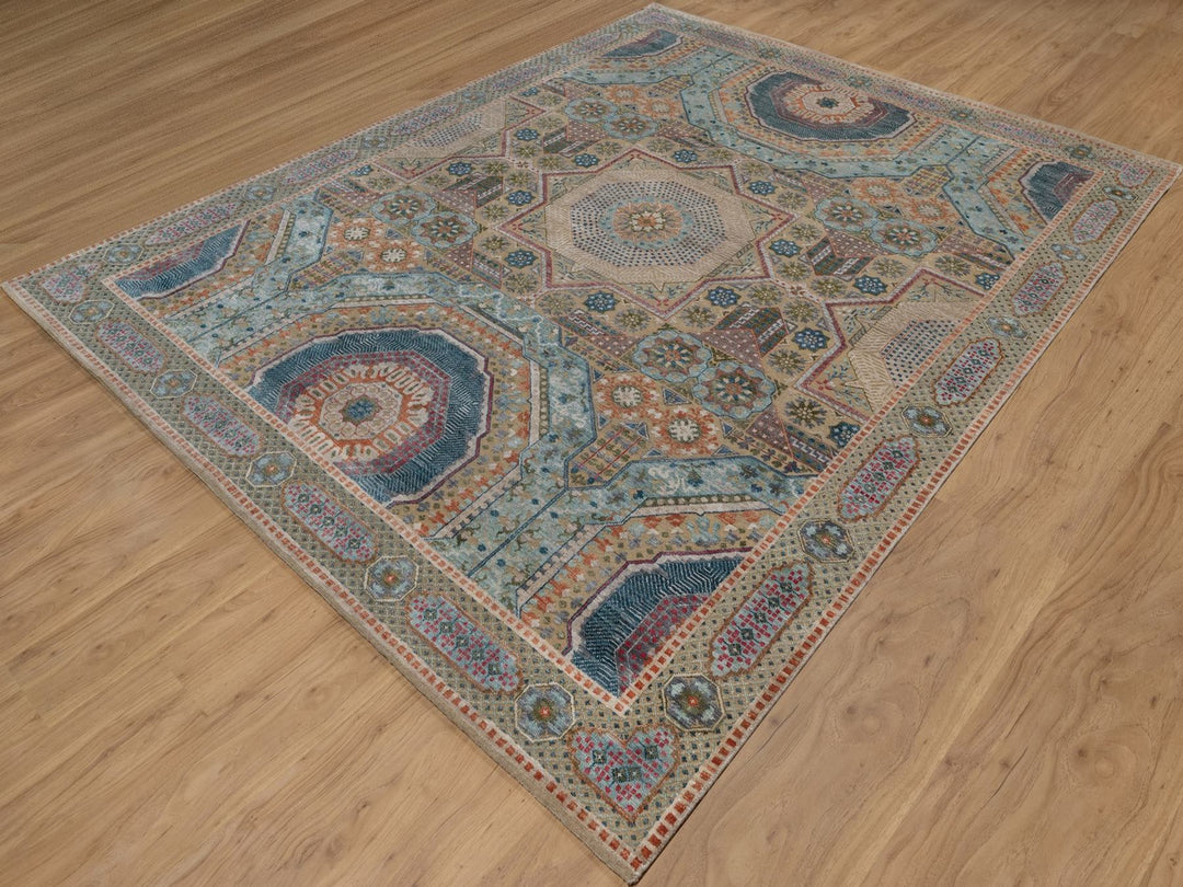 7'11" x 10'2" New Hand Knotted Brown Wool & Silk Rectangle Oriental Rug - MOA10291894